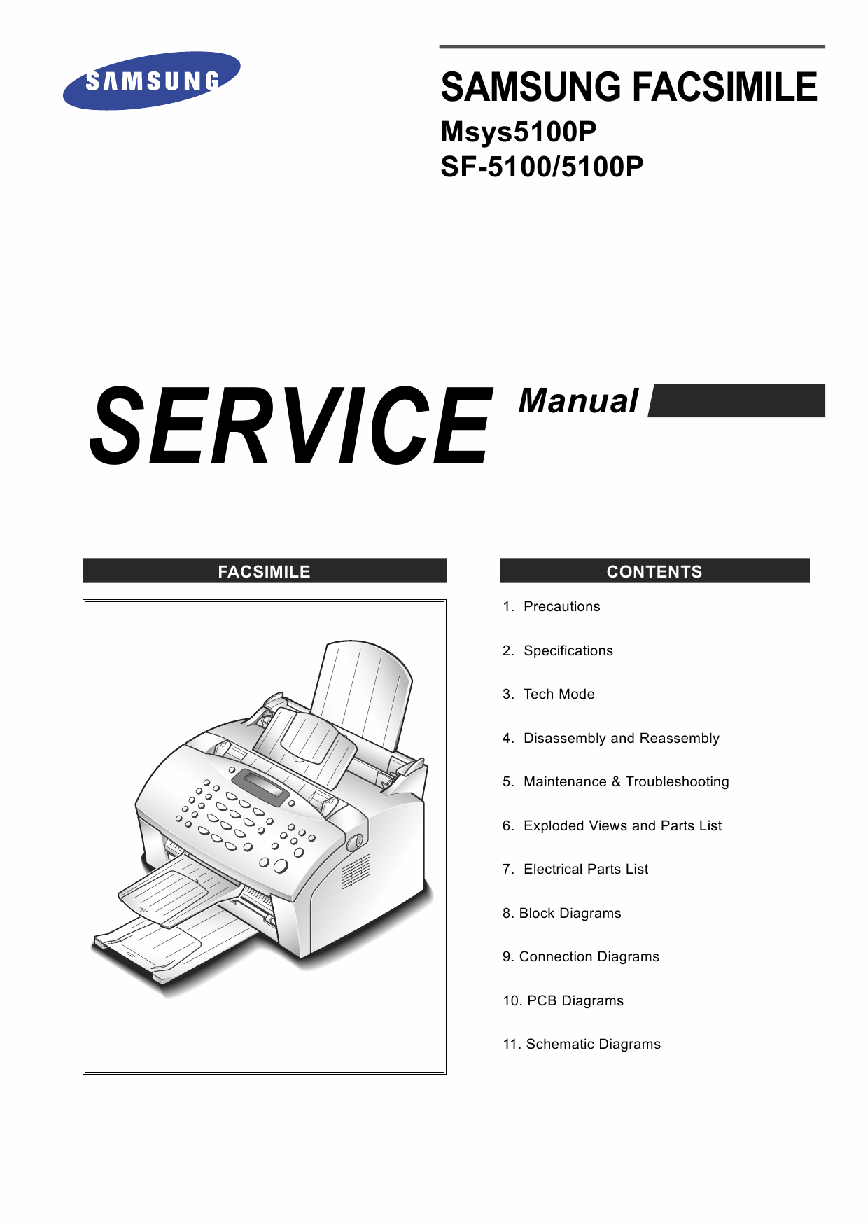 Samsung FACXIMILE SF-5100 5100P Msys-5100P Parts and Service Manual-1